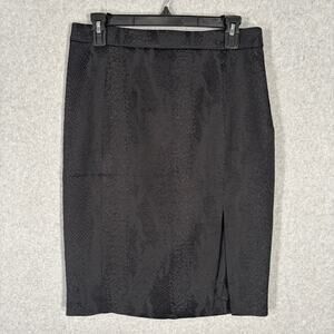Altuzarra Skirt 10 Black Snakeskin‎ Pencil Knee Zipper Slit Withy Moto Goth Sexy